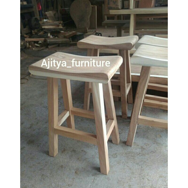 Kursi Bar Kursi Cafe Kayu Trembesi Mentah