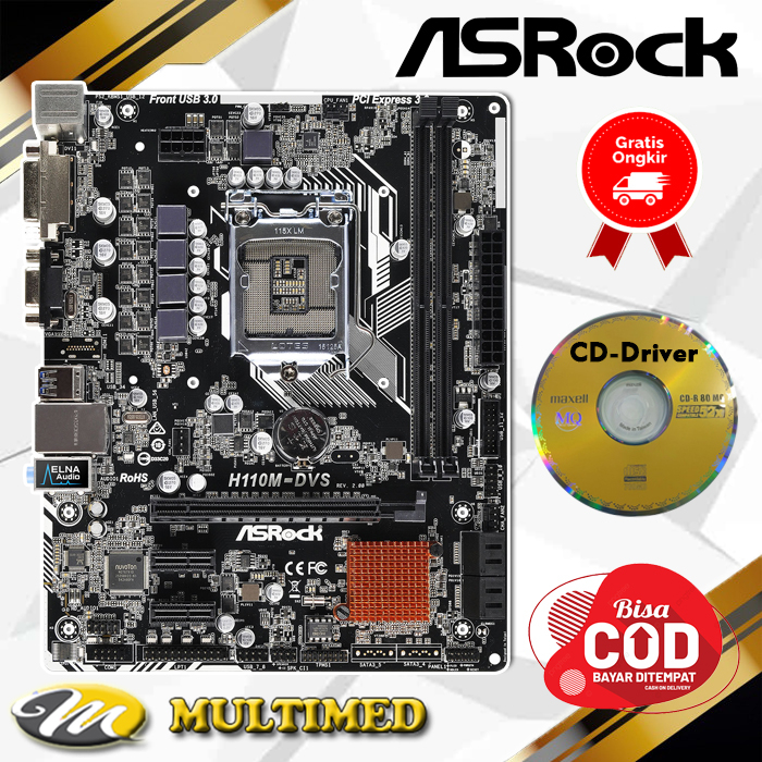 Paket Motherboard Socket LGA 1151 H110 DDR4 + Core i5 6500 + FAN + RAM