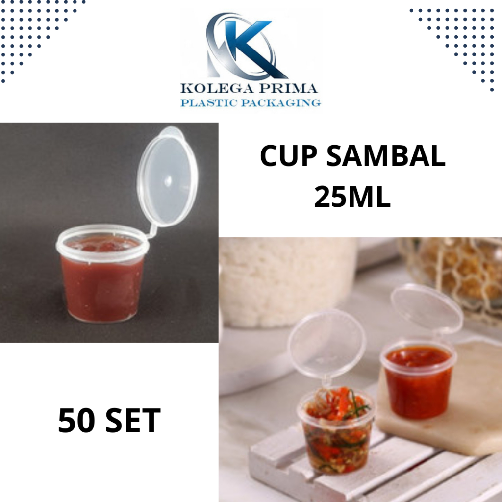 THINWALL CUP SAOS KLIP 25ML/ OTG 25/ WADAH PLASTIK SAOS SAMBAL MAYONAISE ANTI BOCOR ISI 50PCS