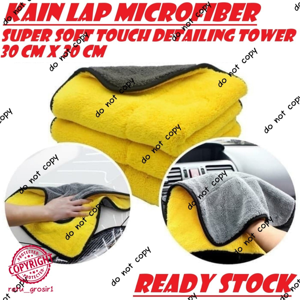 Kain Microfiber Lap Serbaguna 30X30 2 Sisi Halus Multifungsi 500GSM