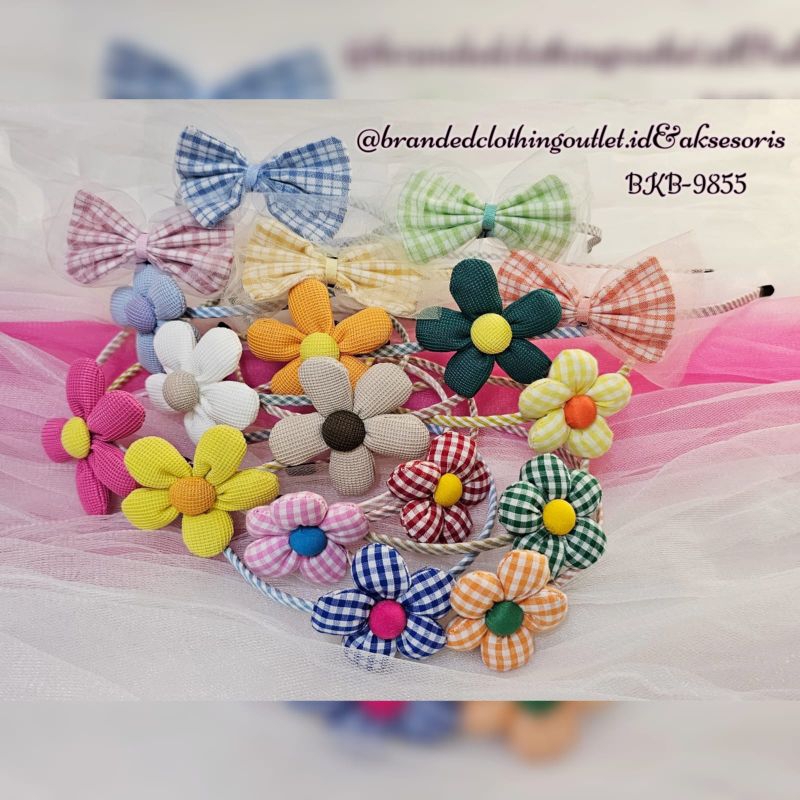 BANDO ELASTIS BUNGA PITA TILE ORI BKK IMPORT / BANDO BUNGA PITA TILE ANTI PATAH / RIBBON FLOWER HEAD