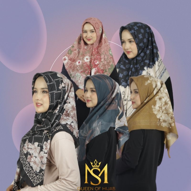 100rb dapat (6PCS) hijab segi empat voal motif | Kerudung segiempat premium random motif