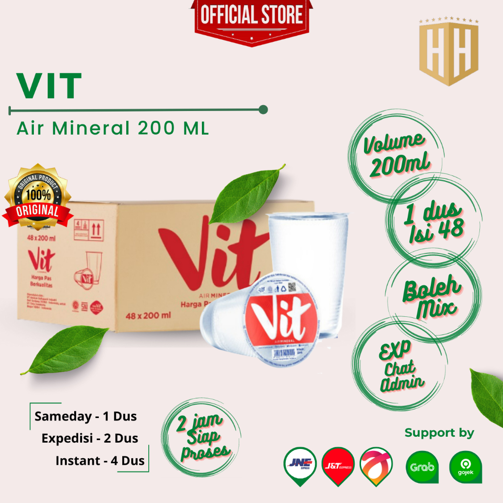 VIT GELAS CUP 200 ML dan VIT BOTOL 330ML Minuman Air Mineral per dus