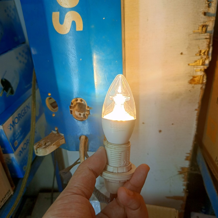 Lampu CANDLE LED 5W 5 watt E14 fiting kecil LUXEN Bergaransi 1th - Kuning