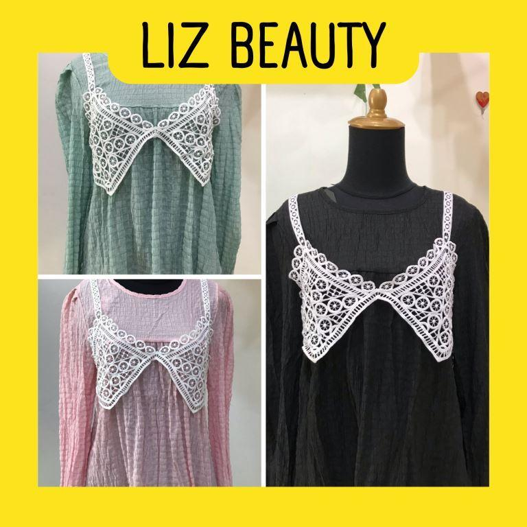 LIZ Blouse Crinkle Vest rajut - Atasan Lengan Panjang