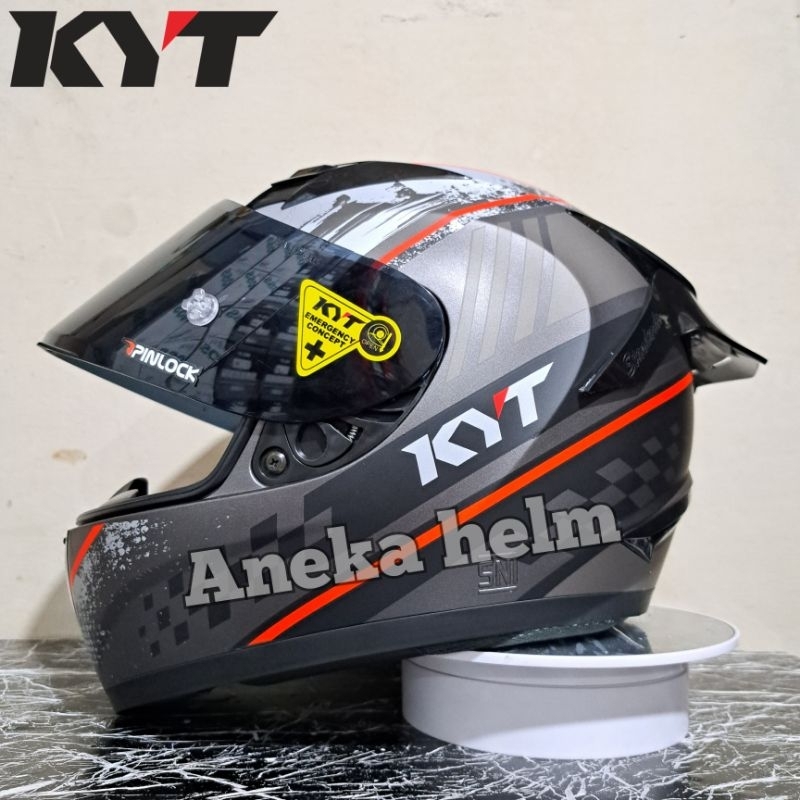 Helm KYT R10 MOTIF seri #4 Gunmetal doff | Red
