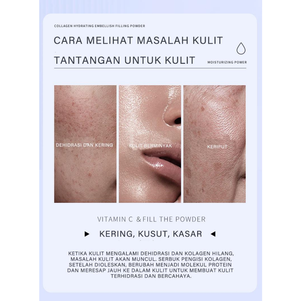 【COD】2PCS/Kolagen Mengisi Bubuk Krim Muda Collagen hydrating and glowing VC filling powder Krim kolagen bergizi VC untuk mencerahkan kerutan