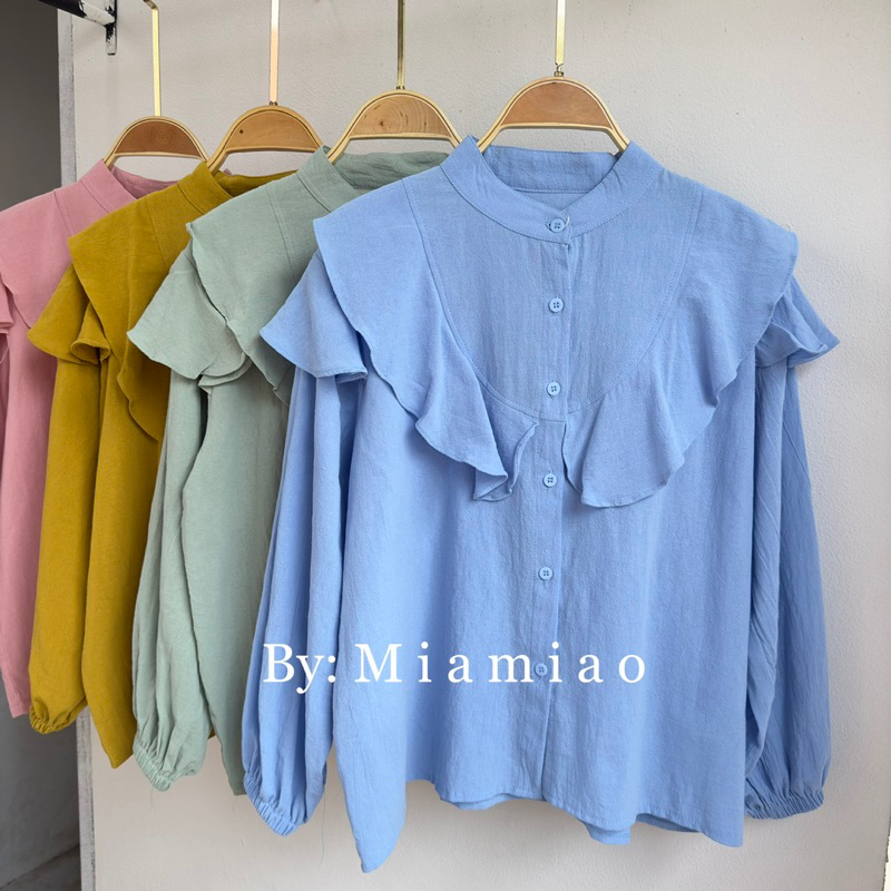 Baju Blouse Wanita Bahan Katun Linen Premium - Akira Shirt - Blouse Wanita