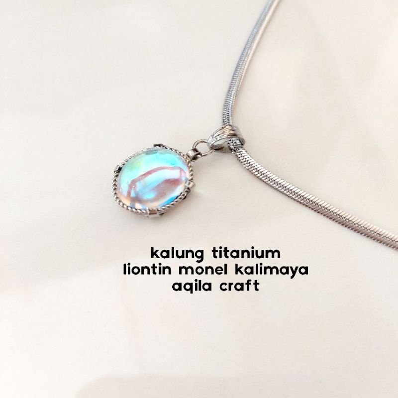 KALUNG TITANIUM BELUT LIONTIN MONEL KALIMAYA 10X12M ANTI KARAT TIDAK BERUBAH WARNA