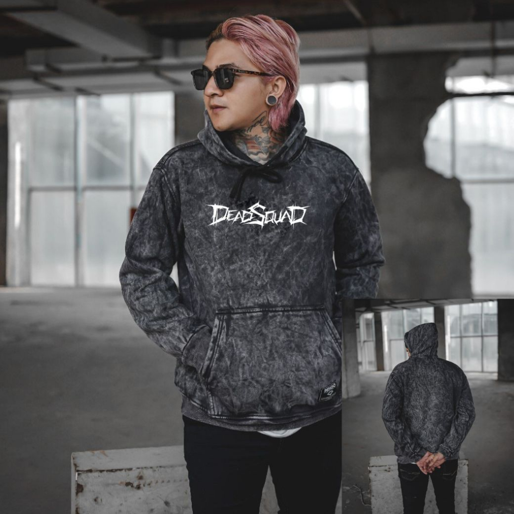 Jaket Sweater Hoodie Pullover Black Wosh Metal Text Deadsquad Original