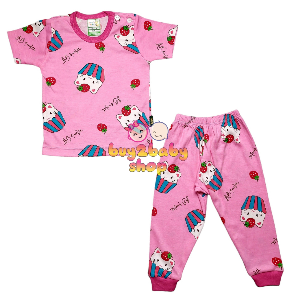 3 PCS Setelan baju anak CPR Kaos Pendek Celana Panjang Motif Girl Series Moms Gift 0-2 Tahun isi 1-3 PCS