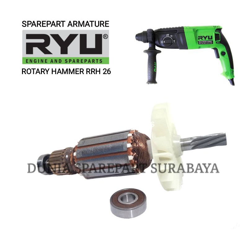 Sparepart Armature Mesin Bor Rotary Hammer RYU RRH26 / Angker Dinamo Bor 3 Mode RYU RRH 26 / Rotor A