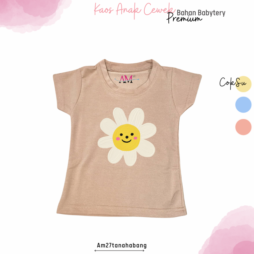 003 Premium Production! Kaos Anak Cewek BABYTERY Spandek 1-9 tahun motif DAISY