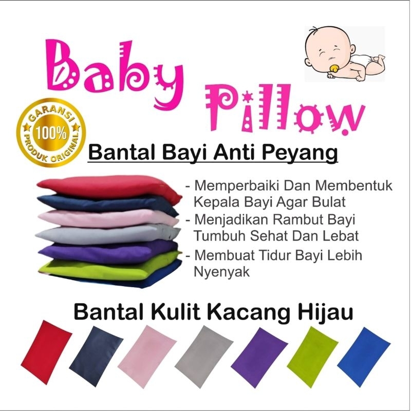 Baby Pillow Bantal Bayi Anti Peyang Original Kulit Kacang Hijau