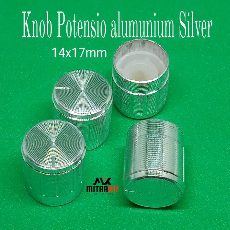 Knob potensio alumunium silver tutup potentiometer volume putar adjust