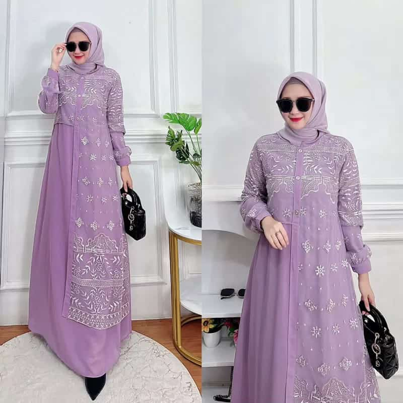 Allena Dress Gamis mewah aplikasi brukat premium Gamis kondangan Eegan Murah Kekinian terbaru 2023