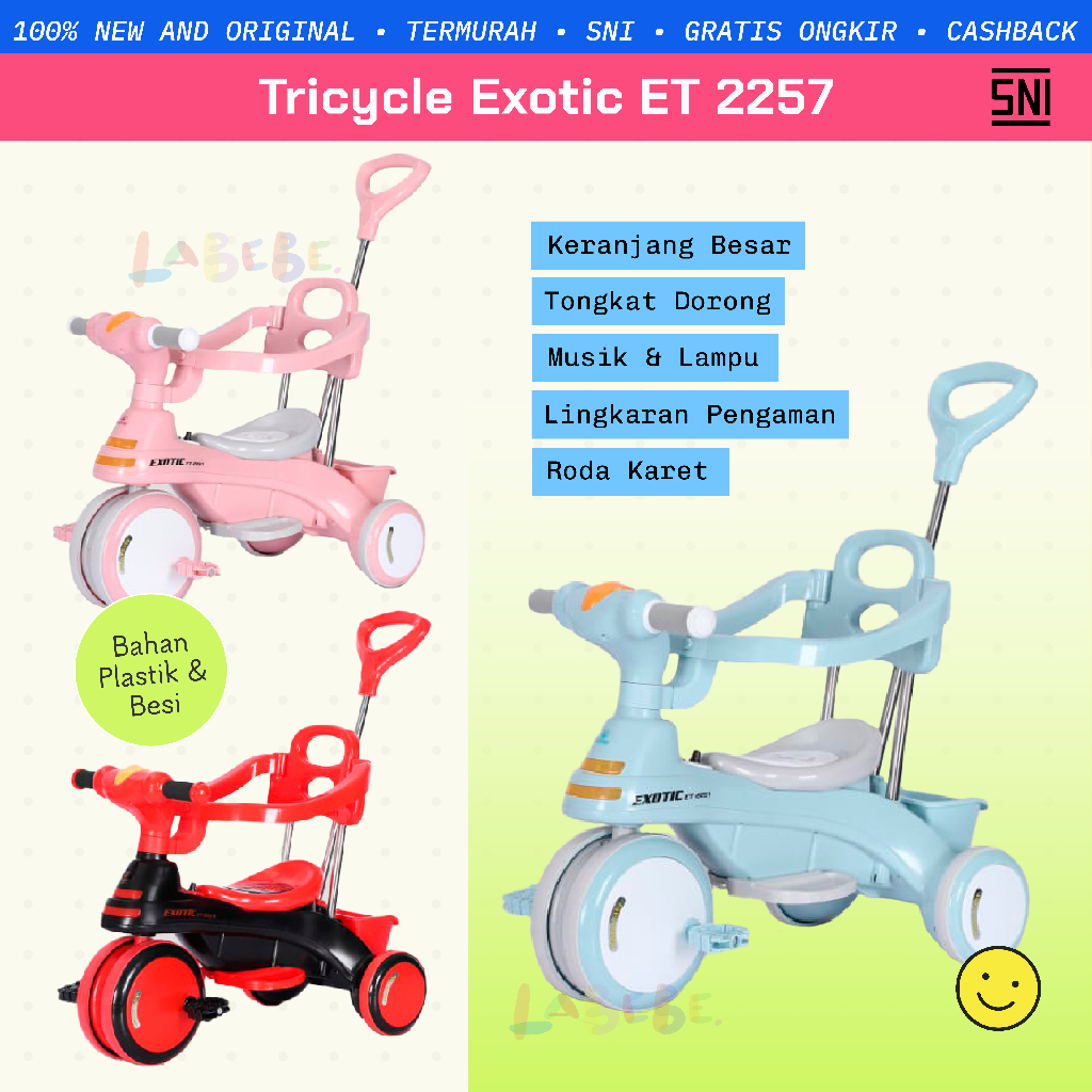 Sepeda Roda Tiga Exotic ET 2257 Tricycle Exotic Roda Karet