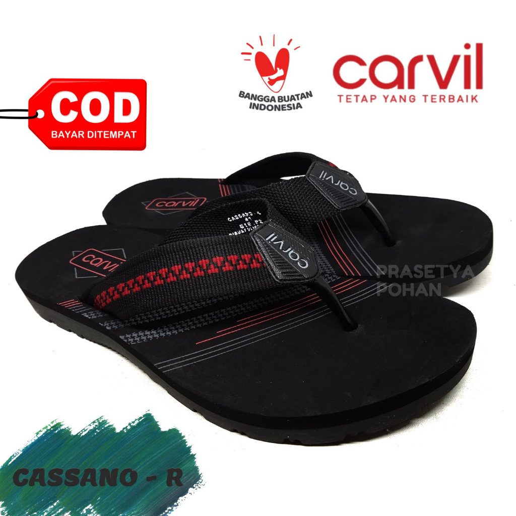 Sandal Pria Carvil Original Anti Air - Sendal Carvil Tartan