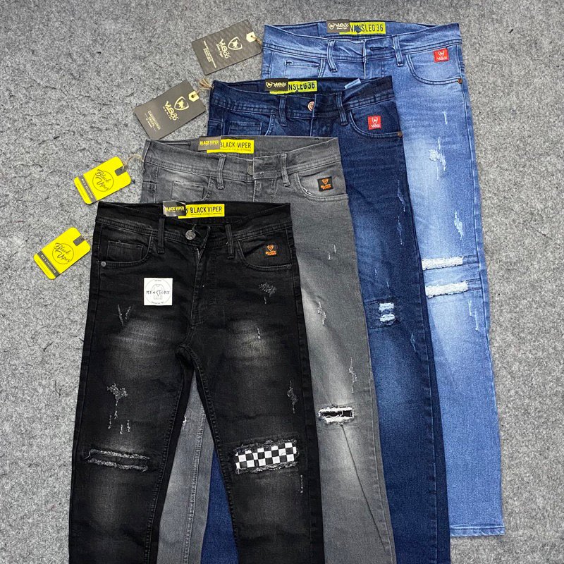 Celana Sobek Pria / Jeans Sobek / Celana Panjang Jeans Ripped Sobek Sobek