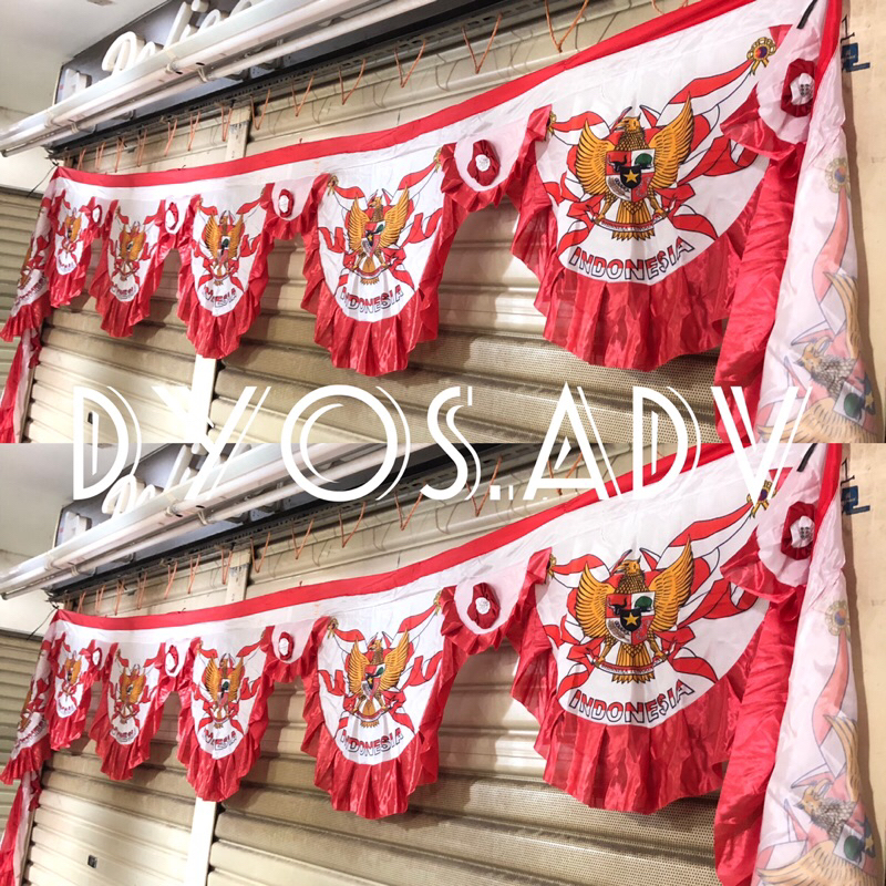 Bendera Vitrase merah putih motif garuda 8 meter