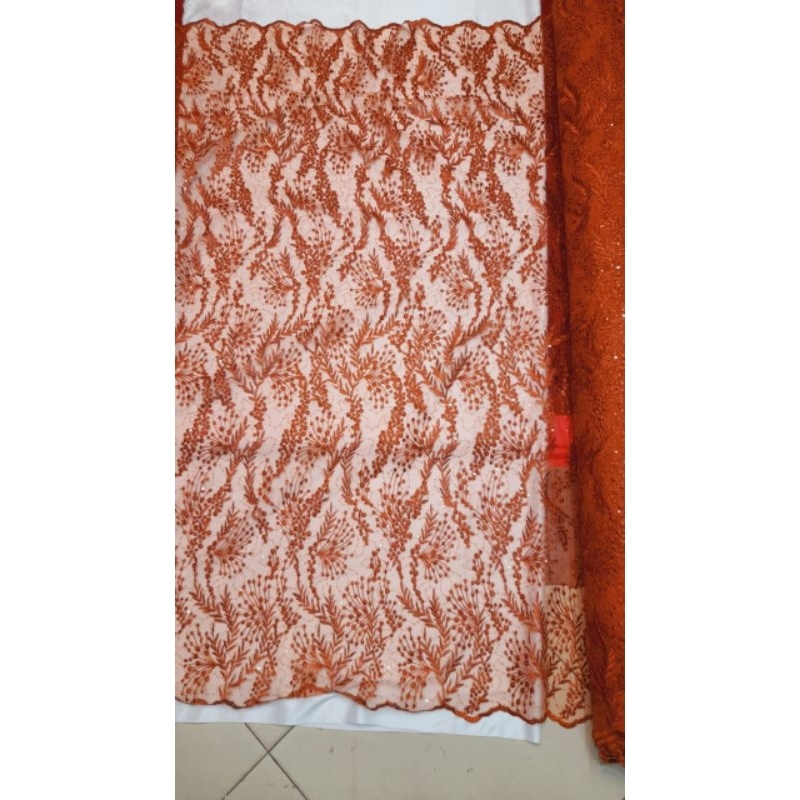 Bahan Kain Tile Rajut Bordir Full spanggel hrh 1/2 meter