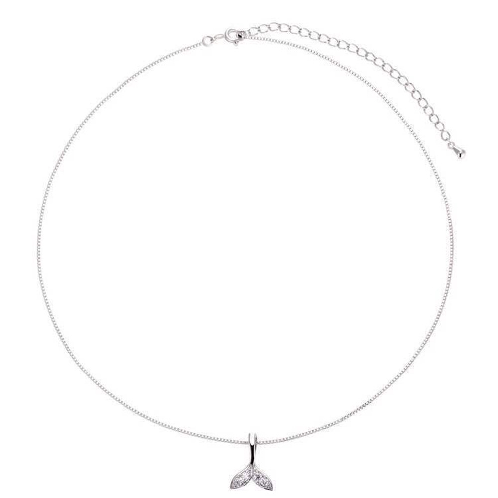 Simple Metal Diamond Mermaid Tail Choker Pendant Necklace Lady Jewelry / Kalung Putri Duyung