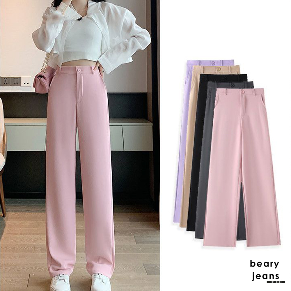 BEARYJEANS Celana Kain Wanita Highwaist Kulot Fabric Cullotes Straight Pants Celana Kulot Wanita - BJ085