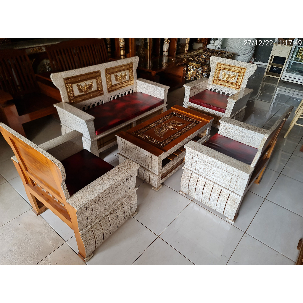 Kursi Tamu Minimalis Kayu Jati Marmer Jepara