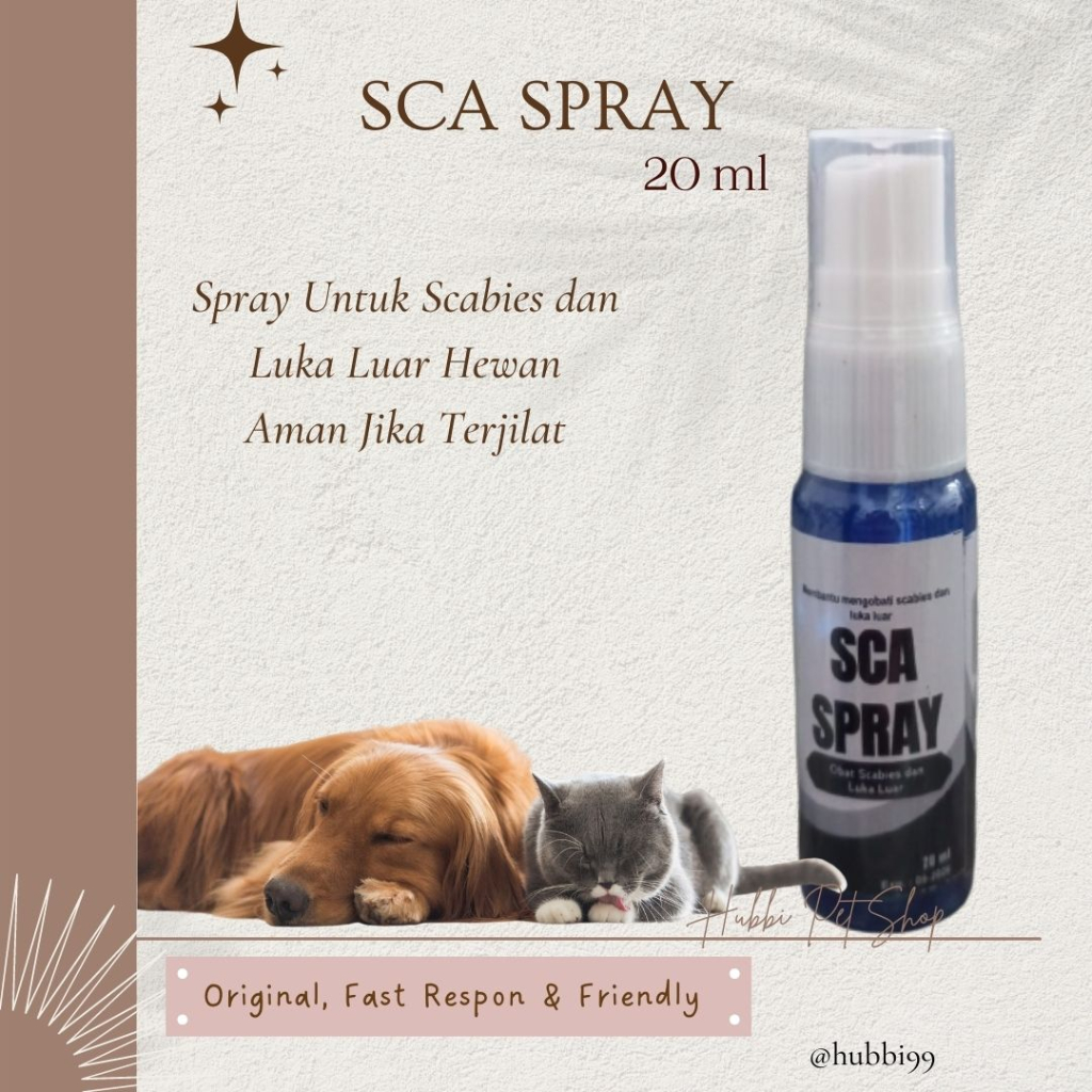 Sca Spray Obat Scabies Kucing Anjing dan Luka Luar 20 ml Non Scadix Non Biodin Non Scadin