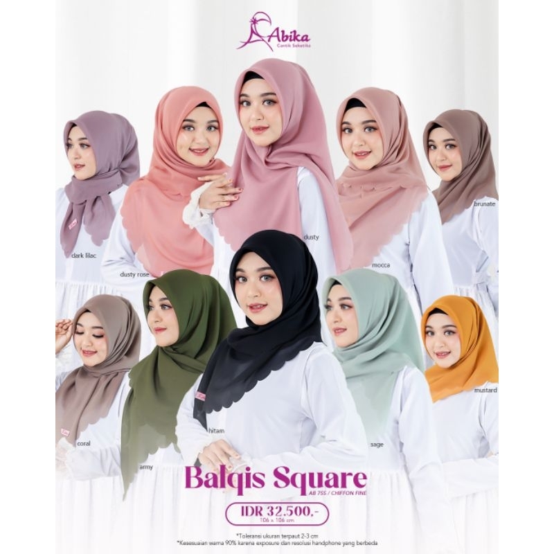 Moslem Ori Hijab Jilbab Kerudung Segi Empat Balqis Square By Abika (Ready Please Cekstok)