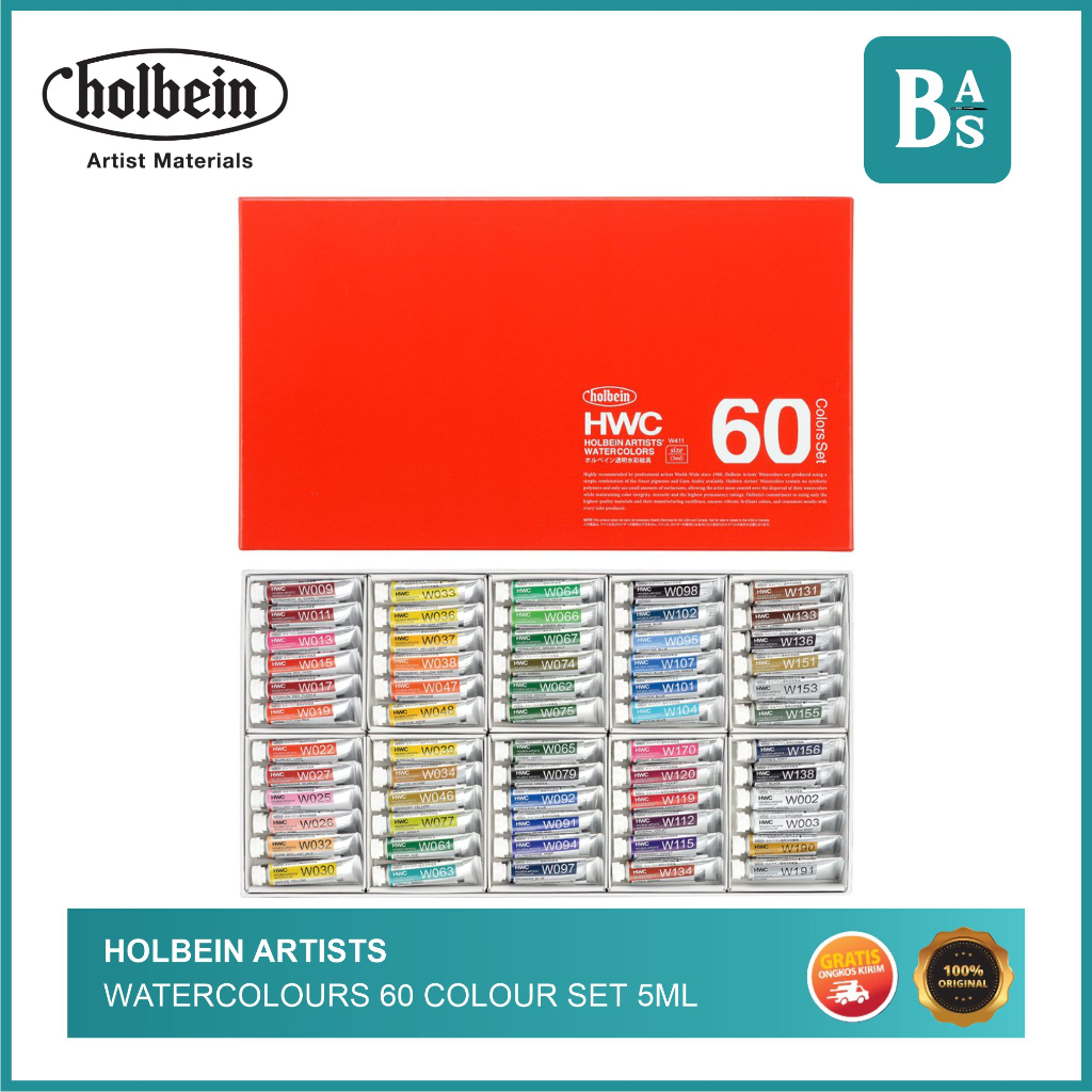 Holbein Artists' Watercolours 60 colour set 5ml