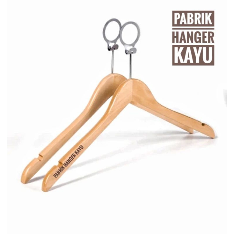 HANGER KAYU NATURAL DEWASA HOTEL  ANTI THAF