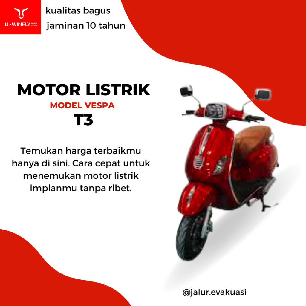 Motor Listrik Model Vespa Uwinfly T3 / Best Seller / Garansi 10 Tahun