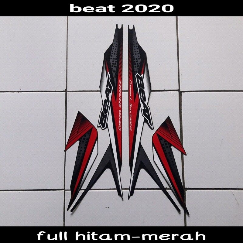 striping honda beat 2020 warna full hitam merah