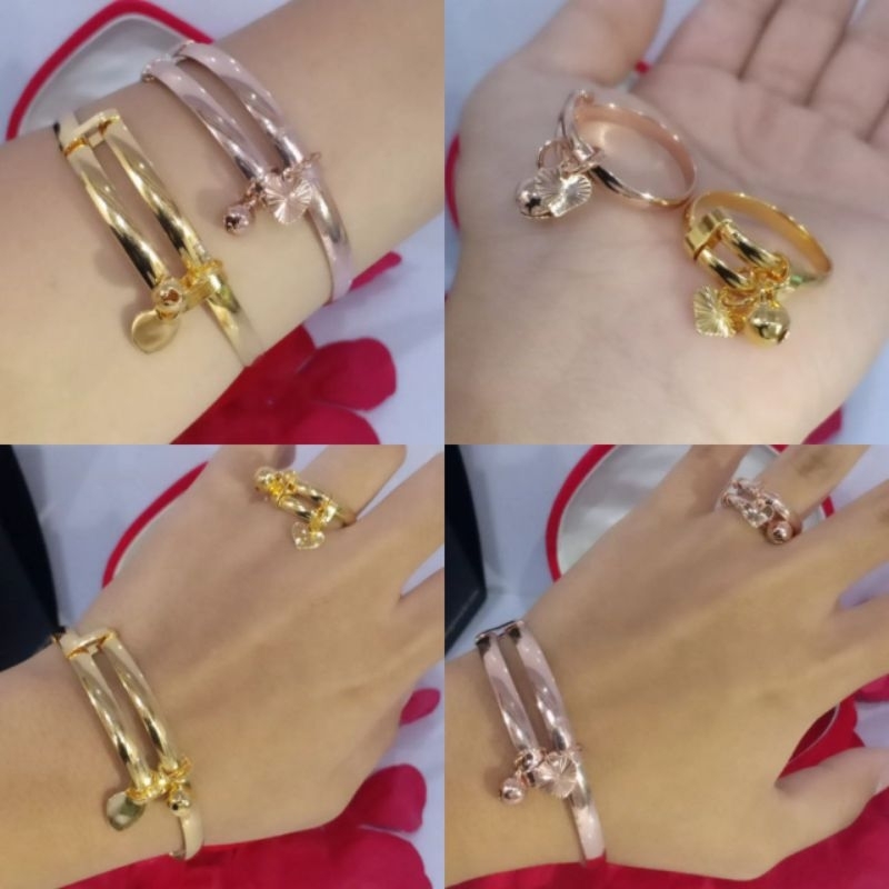 xuping88 Set  Gelang karo  Dan Cincin karo titanium lapis emas. Gelang dan cincin all size