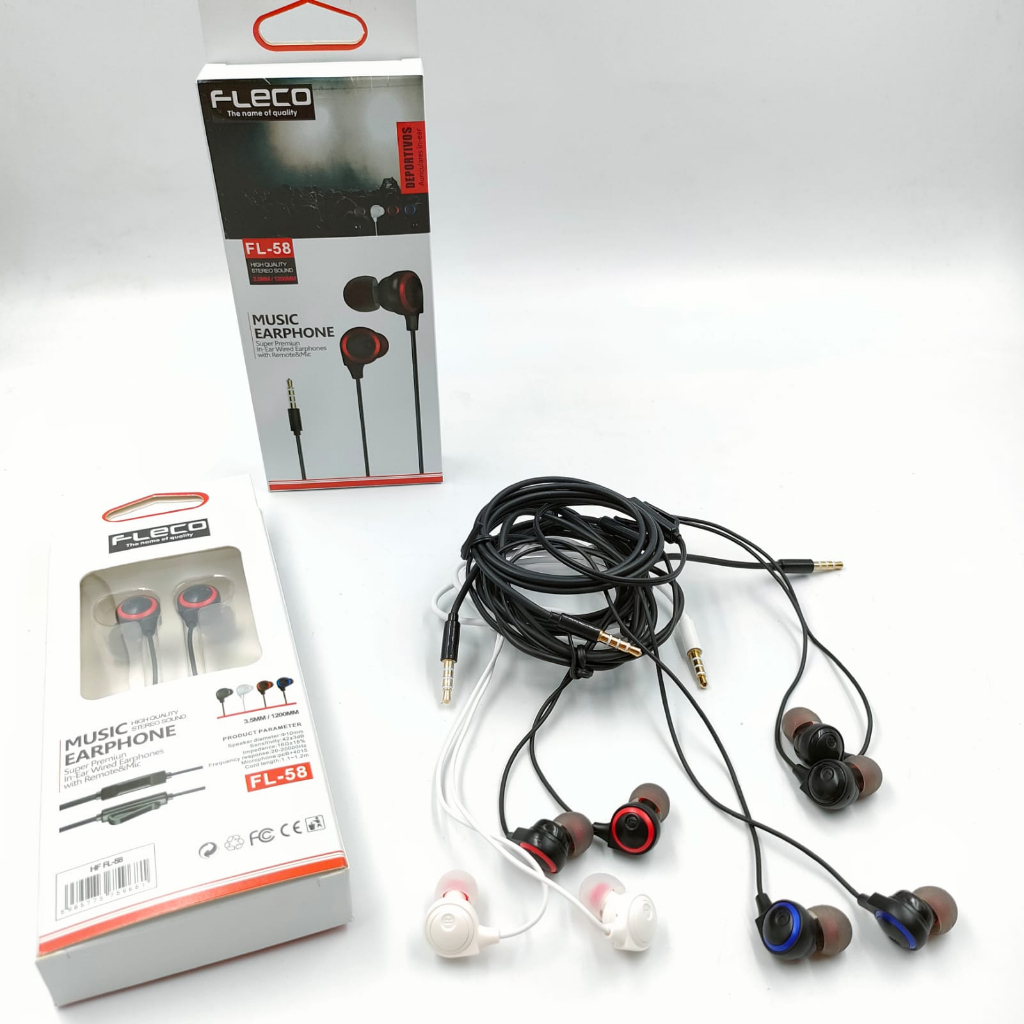 Headset Handsfree Earphone with Microphone Kualitas Suara HD FL-58 FLECO