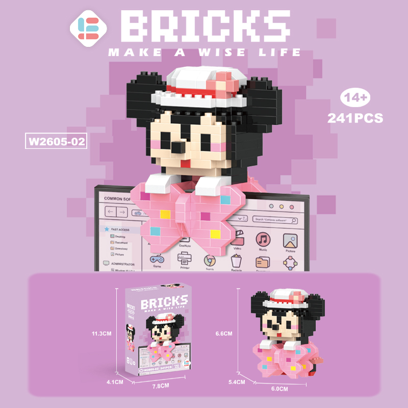 Nano Block Lucu Karakter Kartun Mainan Balok Susun Mainan Anak Edukatif Anak Toy DIY 3D Puzzle Dekorasi Brick Block