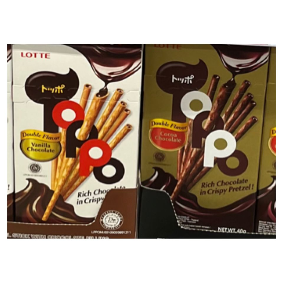 

Lotte Toppo Vanilla Chocolate/Cocoa Chocolate - 1 box isi 12 pcs