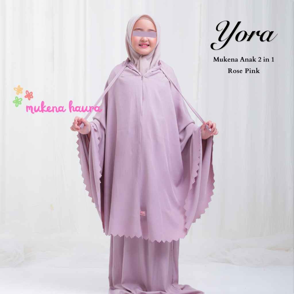 Mukena Anak Resleting Yora 2in1 Laser Cut