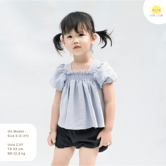 Emily Top 1-6 Tahun Puffy Blouse Linen Anak Perempuan CBKS SNB