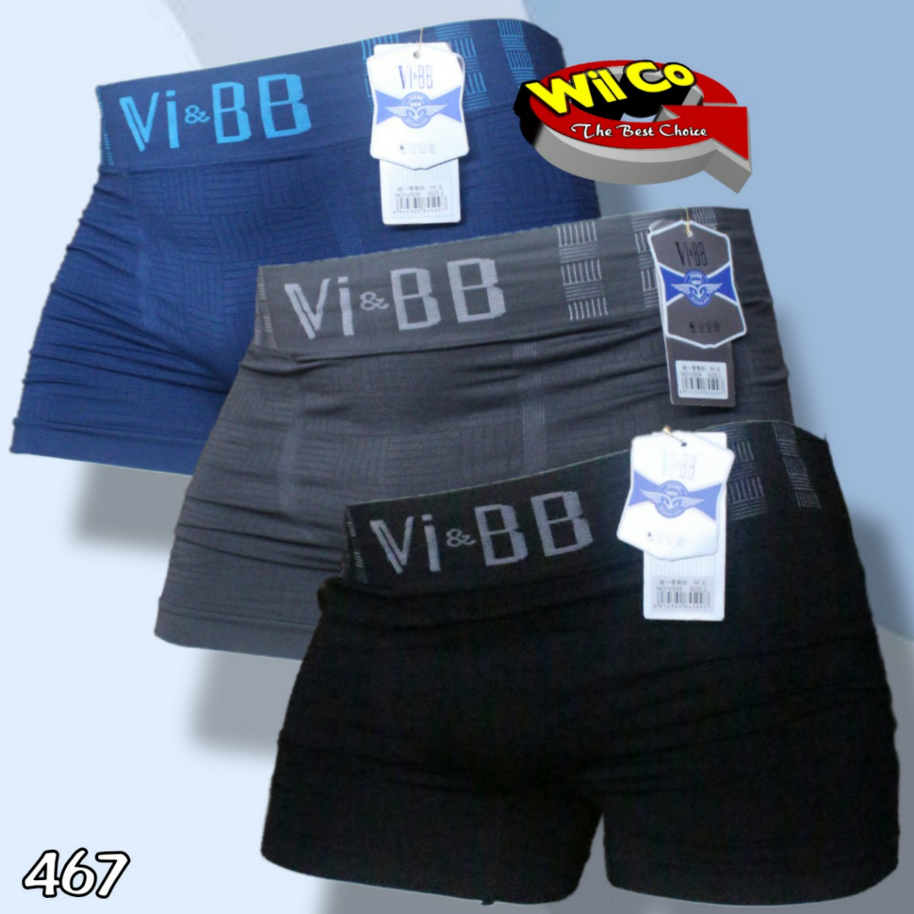 K467L - (HARGA LUSINAN 12Pcs) CELANA DALAM BOXER PRIA V BB SIZE M - XXL