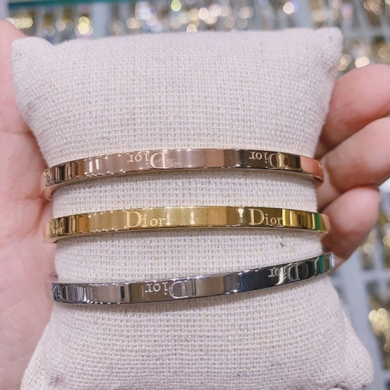 Gelang Titanium Premium Set isi 3pcs Kilau mirip emas asli titanium tebal Gelang Stainless steel Anti karat anti alergi 06s