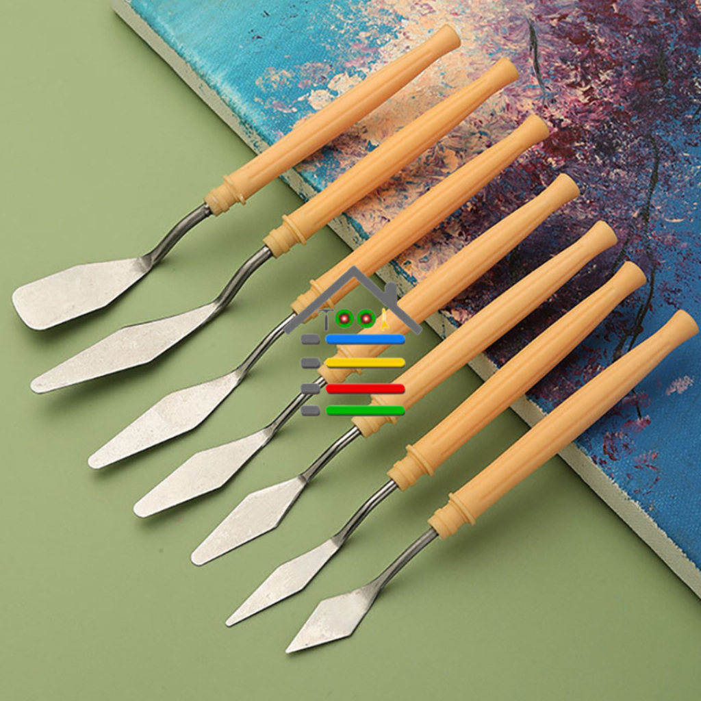 SET 7 PC PISAU SPATULA PALET KUE LUKISAN STAINLESS UNTUK DEKORASI