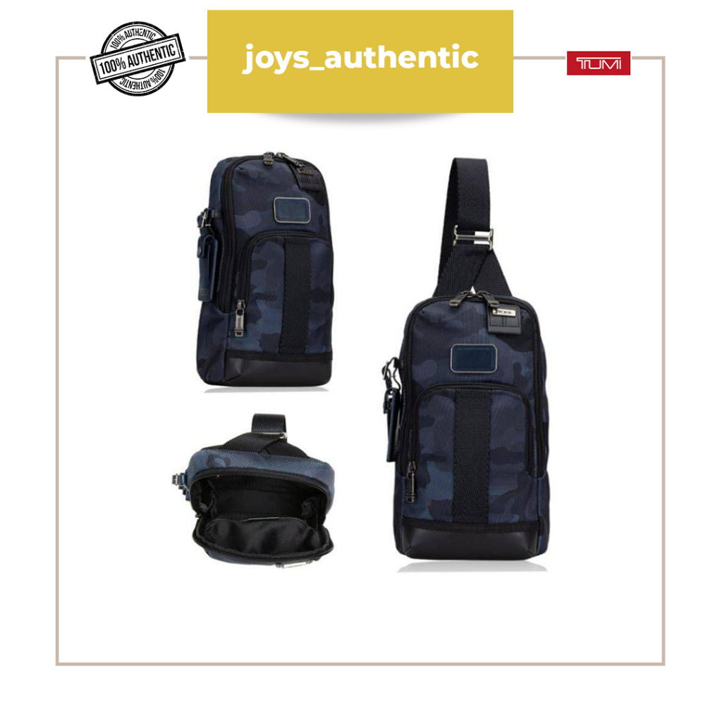 Tas Pria Tumi Fife Sling Biru Navy Camouflage Man Bag Authentic Original