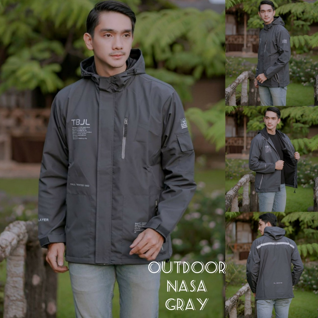 JAKET CAGOULE NASA ABU TUA - JAKET OUTDOOR NASA - JAKET PARKA SIMPLE NASA - JAKET GUNUNG BOJIEL ORIG