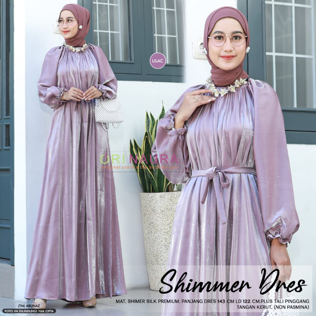 Ukisa Dress Gamis Muslim Matt Shimer Silk Premium Ziper Depan Busui Original By Adieva Orinaura