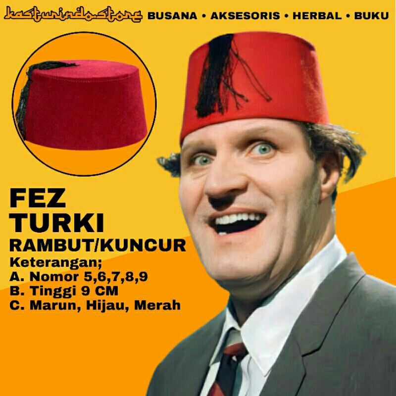Peci Songkok Kopiah Sultan Ottoman Turki Fes Tarbus Rambut Fez Bludrul