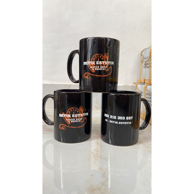 souvenir pernikahan gelas mug keramik sablon custom nama gelas mug keramik hitam