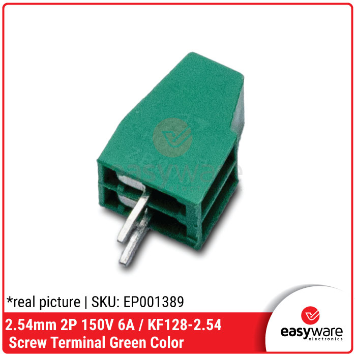 KF128-2.54 mm 2P 2 Pin Screw Terminal Block 2.54mm 150V 6A Terminal Blok KF128 Kecil