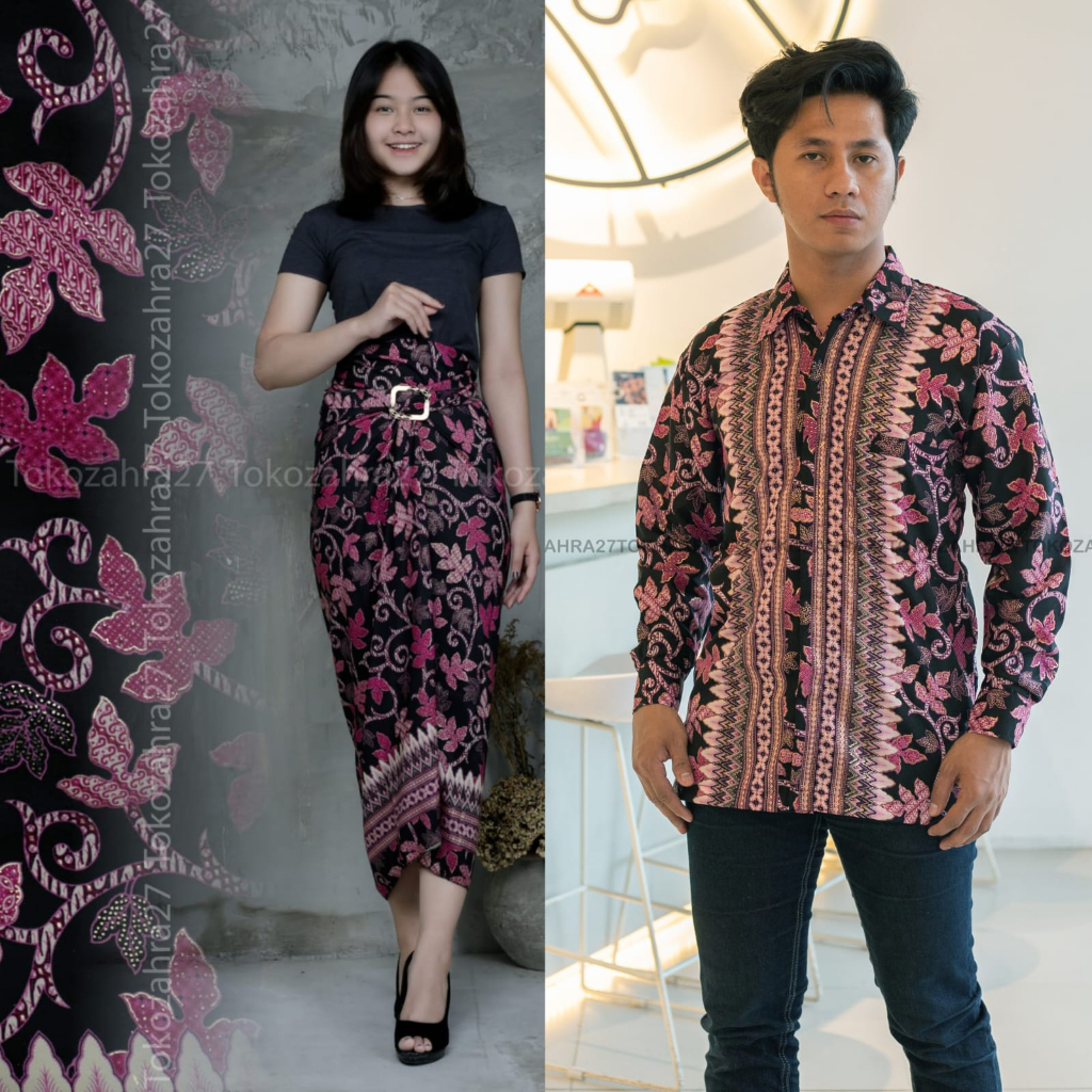 Couple Kemeja Batik Rok Lilit batik Lengan Panjang MOTIF PAYA